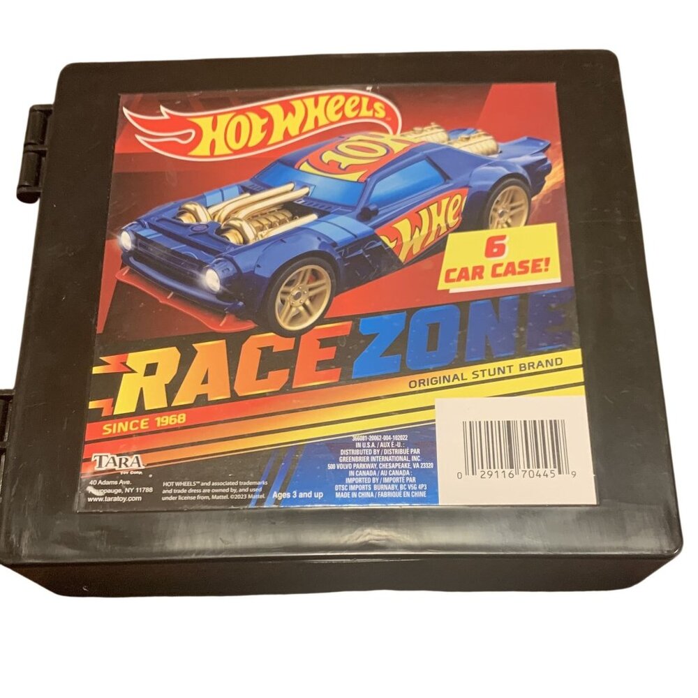 Hot Wheels‎ Race Zone 6-Car Carrying Case Black Plastic Durable Storage Box